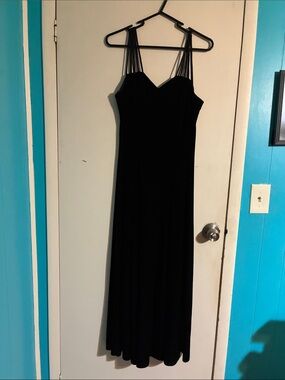 Black Maxi Dress with Multi-Strap Shoulders